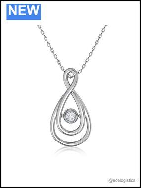 Sterling Silver Dancing Diamond Pendant Necklace 18 Inch Chain 0.03Ct